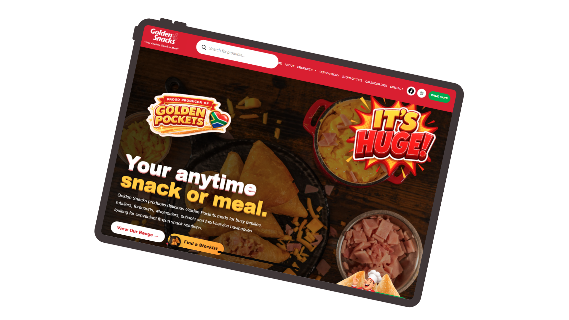 Creative website preview for Golden Snacks
